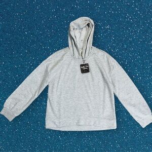 NWT Matilda Jane Girls Gray Cotton Fleece Pullover Hoodie Sweatshirt / Sz 16